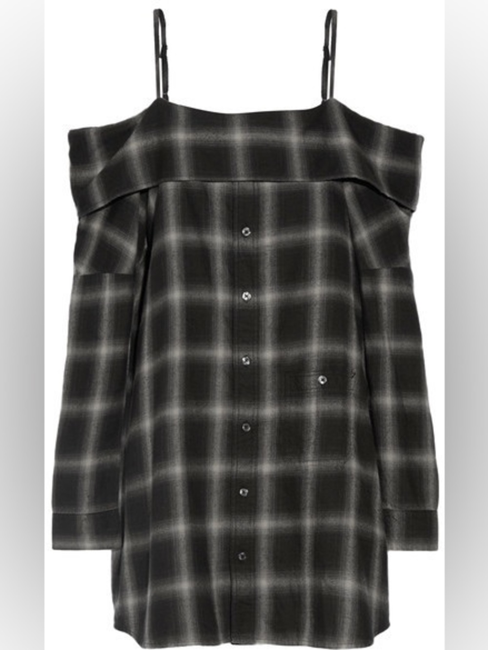 R13 Off Shoulder Check Cotton Dress